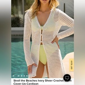 Lulu’s Stroll the Beaches Ivory Sheer Crochet Swim Cover-Up Cardigan